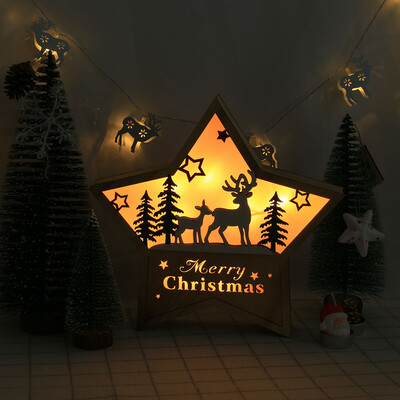 

Toponeto LED Light Cute Christmas Pentagram Ornaments Window Holiday Decoration