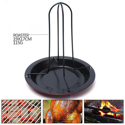 

Outdoor BBQ Barbecue Thicken Chicken Roaster Drip Pan Tray Rack Cooker Holder