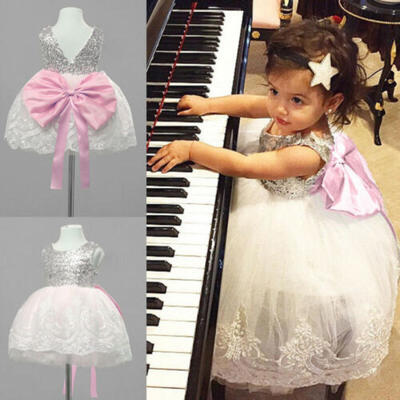 

Kids Baby Girls Dress Lace Party Dress Short Sleeve Solid Dress Clothes Sundress