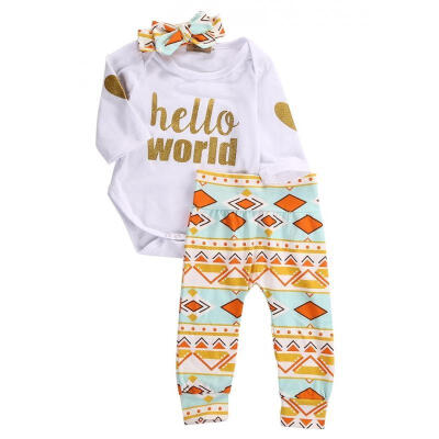 

Newborn Baby Girls Hello World Top RomperFloral Leggings Outfit Set Clothes AU