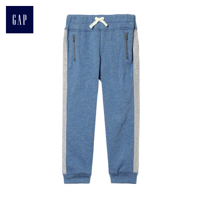 

GAP flagship store female youth shining splicing elastic waist beam mouth sweatpants 398408 navy blue 3YRS