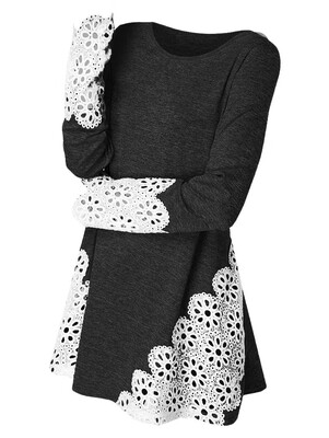 

Lace Panel Long Sleeve Top