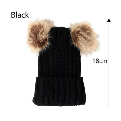 

Warm Animal Winter Woman Hat Parent-child Baby Cap Double Ball Beanie b