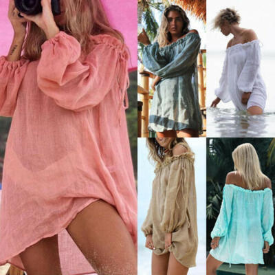 

New Womens Boho Summer Sexy Off Shoulder Mini Short Dress Beach Sundress Clothes