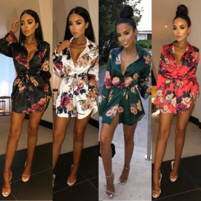 

Ladies New Fashion Print Skirt Summer Long Sleeve Fancy Party Casual Beach Short Mini Dress