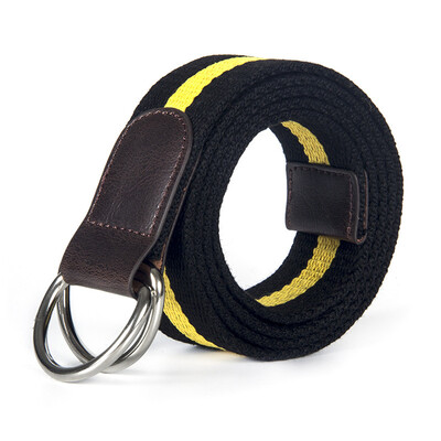 

Unisex canvas belt fashion stripe canvas Alloy Double ring buckle Men belt outdoor casual Men&Women cowboy pants belt
