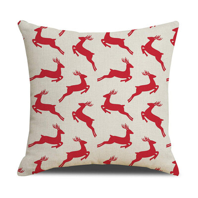 

Siaonvr Christmas Linen Skin Pillow Case Pillow Cushion Elk Snowflake Print 45×45CM