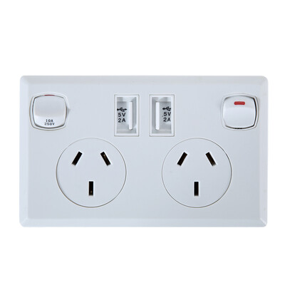 

Double USB Australian AU Plug Wall Socket Home Power Point Supply Plate