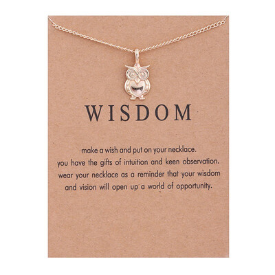 

Fashion Jewelry New Gold-color Wisdom Owl Alloy Clavicle Bones Pendant Short Necklace For Women
