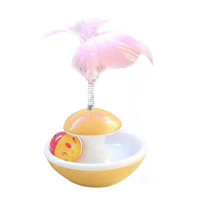 

Pet Cat Kitten Interactive Toy Funny Feather Bell Tumbler Rolling Ball Toy