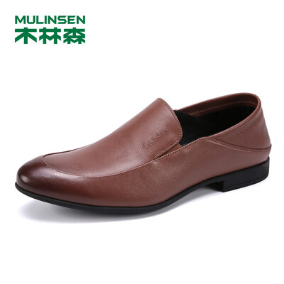 

Mulinsen MULINSEN Korean version of the fashion simple mens shoes first layer soft leather Lok Fu shoes lightweight sets of feet office business casual shoes mens shoes shoes yellow 43 code SS97123