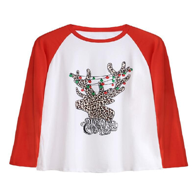 

Comfy Long Sleeves Christmas Cartoon Printed Tee