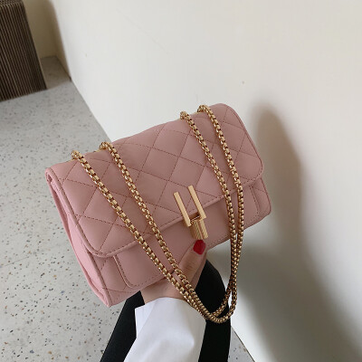 

Ins texture small square bag fashion womens bag 2019 new bag Lingge chain bag new shoulder Messenger bag tide