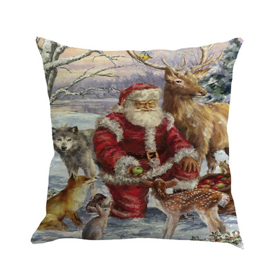 

Tailored Christmas Cotton Linen Sofa Car Home Waist Cushion Cover Throw Pillow Case