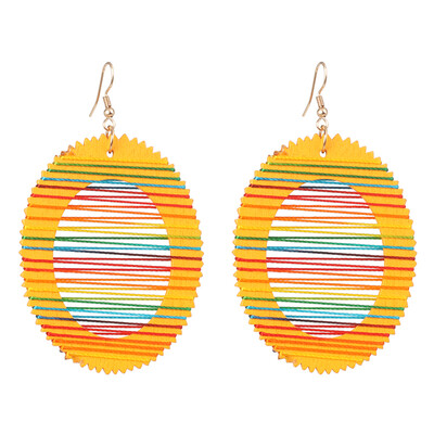 

2019 Korean Summer Geometric Hollow Circle Square Drop Earrings for Women Big Round Handmade Bohemian Party Beach Jewelry