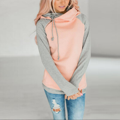 

Women Autumn Stylish Color-blocked All-match Loose Sport Hooded Long Sleeve Casual Hoodie