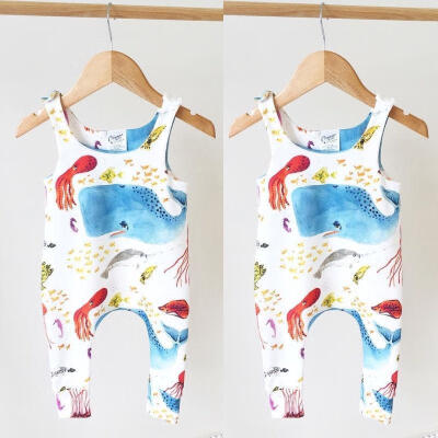 

Newborn Baby Boys Girls Whale Sleeveless Romper Jumpsuit Outfits Clothes Summer