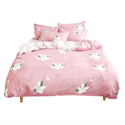 

4pcs Bedding Set Flower Printed Quilt Duvet Cover Flat Bed Sheet Pillowcase