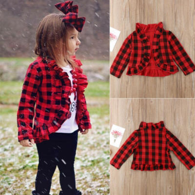 

Kid Baby Girls Cute Long Sleeve Plaid Coat Jacket Outwear Jacket Sweater Clothes