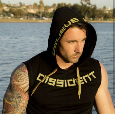 

Mens Hooded Hoodie Vest Tank Tops Sweatshirt Gym Muscle Sleeveless T-shirt