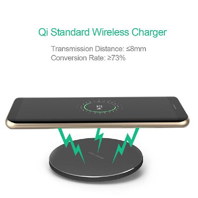 

Portable Aluminum Alloy Ultra-thin Round Shape Qi Standard Wireless Charger 10W Fast Charging Pad Universal Phone Charge Base for