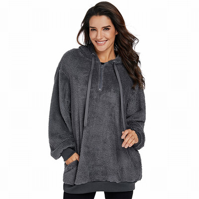 

Plush womens sweatshirt hood velvet loose long-sleeved hooded warm womens sweatshirt