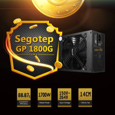 

Segotep 1700W Coin Mining Miner Power Supply Support 8 Graphics Card Active PFC Power Supply
