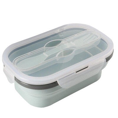 

Siaonvr Portable Food Cooler Container Storage Picnic Silicone Fold Lunch Box With Spoon
