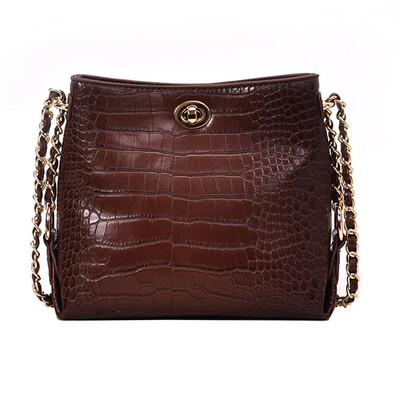 

Tailored 2019 Woman New Fashion Crocodile Pattern Chain Bucket Bag Shoulder Messenger Bag