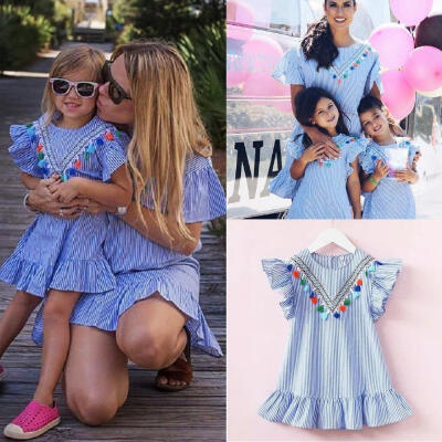 

Cute Toddler Kids Girls Retro Striped Summer Dress Party Sundress Clothes Casual