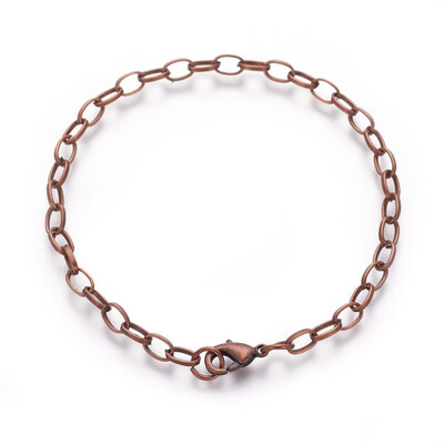 

Iron Bracelet Making with Lobster Claw Clasps Red Copper 205mm Clasp 12x7x3mm Link 7x45x1mm