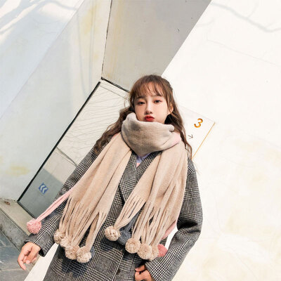 

Korean version of the wild hair ball scarf female new autumn&winter thick warm student shawl Harajuku soft sister girl collar