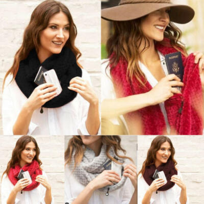 

Convertible Infinity-Scarf With Pocket Loop Scarf Women Winter Zipper Pocket