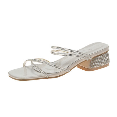 

Sandals with skirts for womens summer crystal set-up heel fairy late-night shoes