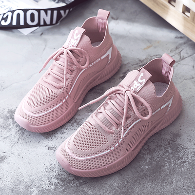 

Flying woven sneakers women 2019 summer new Joker casual summer breathable small white shoes mesh shoes student running shoes
