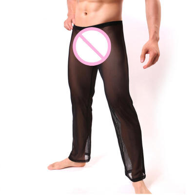 

Mens Pajama Pants Sexy See Through Sleep Bottom Long Home Lounge Nightwear