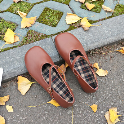 

Japanese Harajuku small leather shoes female retro Mary Jane shoes soft sister buckle Joker big head baby shoes bean shoes