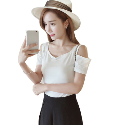 

Women Casual Summer T Shirt Short Sleeve Off Shoulder Tops Shirt Sexy Slim Top Tee