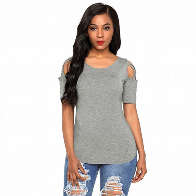 

Solid color round neck short-sleeved bottoming shirt casual simple straight top