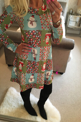

Womens Christmas Jumper Dress Santa Snowman Long Sleeves Ladies Mini Dress New