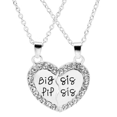 

Fashion BIG LITTLE Two Stitching Love Diamond Heart-shaped Necklace for Couple