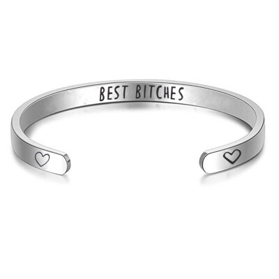 

Stainless Steel For Friends Inspirational Bracelet Bangle Letter Engraved Gifts