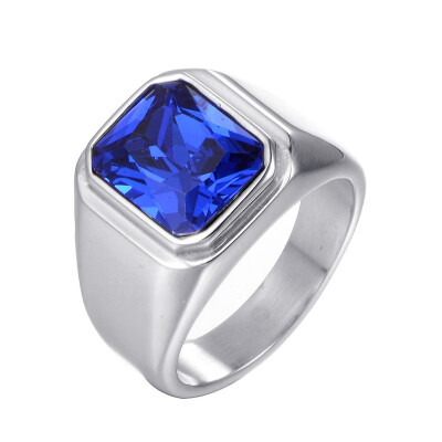 

Personality fashion square simple gem titanium steel mens ring