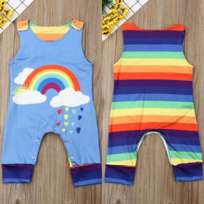 

Toddler Baby Boy Clothes Rainbow Romper Jumpsuit Bodysuit Overall Outfit Summer