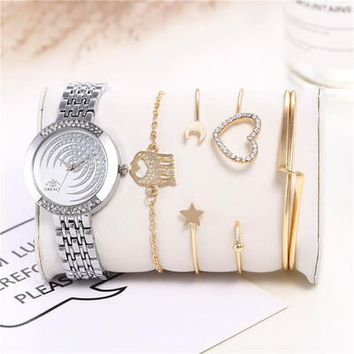 

New Design Women Watches Set Creative Stainless Steel Quartz Wristwatch Luxury Diamond Watche Ladies Elegant Busines Clock Gold