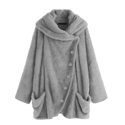 

Toponeto Women Casual Solid Turtleneck Big Pockets Cloak Coats Vintage Oversize Coats