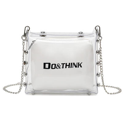 

Letter Print Transparent Shoulder Handbags PVC Women Chain Crossbody Bags