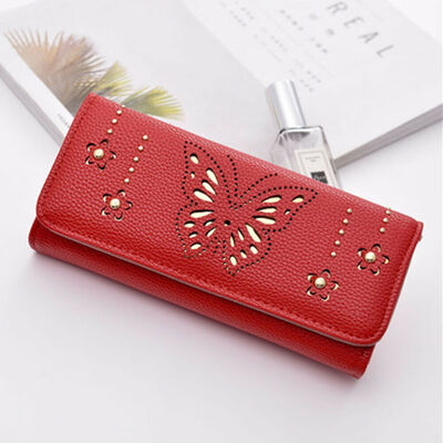 

New Style Women Wallets Fashion Ladies Women Hollow Out PU Leather Clutch Purse Wallet Long Card Holder Hasp Fashion Hot 2019
