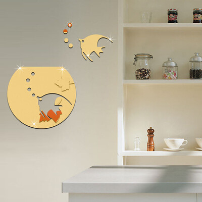

Toponeto Acrylic 3D Cute Fish Combination Mirror Effect Wall Sticker Decal Home Decor GD