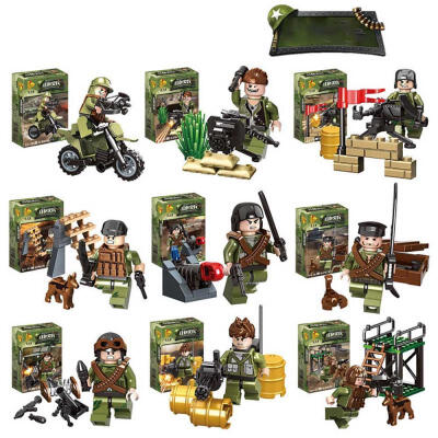 

9-Piece Army Military Dolls Small Particle Building Blocks DIY Assembly Toy Kit For Children Kids